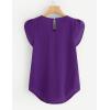 imageMilumia Womens Casual Round Neck Basic Pleated Top Cap Sleeve Curved Keyhole Back BlouseA Dark Purple