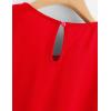 imageMilumia Womens Casual Round Neck Basic Pleated Top Cap Sleeve Curved Keyhole Back BlouseA Red