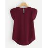 imageMilumia Womens Casual Round Neck Basic Pleated Top Cap Sleeve Curved Keyhole Back BlouseBurgundy