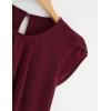 imageMilumia Womens Casual Round Neck Basic Pleated Top Cap Sleeve Curved Keyhole Back BlouseBurgundy