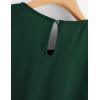 imageMilumia Womens Casual Round Neck Basic Pleated Top Cap Sleeve Curved Keyhole Back BlouseGreen