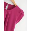 imageMilumia Womens Casual Round Neck Basic Pleated Top Cap Sleeve Curved Keyhole Back BlouseHot Pink