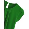 imageMilumia Womens Casual Round Neck Basic Pleated Top Cap Sleeve Curved Keyhole Back BlouseJade Green