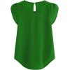 imageMilumia Womens Casual Round Neck Basic Pleated Top Cap Sleeve Curved Keyhole Back BlouseJade Green