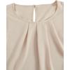 imageMilumia Womens Casual Round Neck Basic Pleated Top Cap Sleeve Curved Keyhole Back BlouseKhaki
