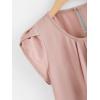 imageMilumia Womens Casual Round Neck Basic Pleated Top Cap Sleeve Curved Keyhole Back BlouseLight Pink