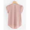 imageMilumia Womens Casual Round Neck Basic Pleated Top Cap Sleeve Curved Keyhole Back BlouseLight Pink