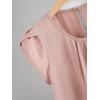 imageMilumia Womens Casual Round Neck Basic Pleated Top Cap Sleeve Curved Keyhole Back BlouseLight Pink