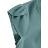 imageMilumia Womens Casual Round Neck Basic Pleated Top Cap Sleeve Curved Keyhole Back BlouseMint Green Solid