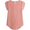 imageMilumia Womens Casual Round Neck Basic Pleated Top Cap Sleeve Curved Keyhole Back BlouseWatermelon Pink