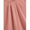 imageMilumia Womens Casual Round Neck Basic Pleated Top Cap Sleeve Curved Keyhole Back BlouseWatermelon Pink