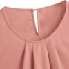 imageMilumia Womens Casual Round Neck Basic Pleated Top Cap Sleeve Curved Keyhole Back BlouseWatermelon Pink