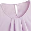 imageMilumia Womens Casual Round Neck Basic Pleated Top Cap Sleeve Curved Keyhole Back BlouseZ Lilac Purple