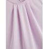 imageMilumia Womens Casual Round Neck Basic Pleated Top Cap Sleeve Curved Keyhole Back BlouseZ Lilac Purple