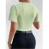 imageMilumia Womens Casual Ruched Mock Neck T Shirt Short Sleeve Tee Bodysuit JumpsuitGreen
