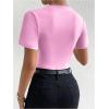 imageMilumia Womens Casual Ruched Mock Neck T Shirt Short Sleeve Tee Bodysuit JumpsuitLight Pink