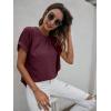 imageMilumia Womens Casual Swiss Dots Chiffon Ruffle Front Short Sleeve Work Office Blouse TopClaret