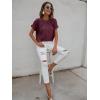 imageMilumia Womens Casual Swiss Dots Chiffon Ruffle Front Short Sleeve Work Office Blouse TopClaret