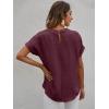 imageMilumia Womens Casual Swiss Dots Chiffon Ruffle Front Short Sleeve Work Office Blouse TopClaret