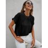 imageMilumia Womens Casual Swiss Dots Chiffon Ruffle Front Short Sleeve Work Office Blouse TopDark Black