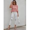 imageMilumia Womens Casual Swiss Dots Chiffon Ruffle Front Short Sleeve Work Office Blouse TopDusty Pink