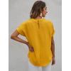 imageMilumia Womens Casual Swiss Dots Chiffon Ruffle Front Short Sleeve Work Office Blouse TopGinger Yellow