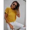 imageMilumia Womens Casual Swiss Dots Chiffon Ruffle Front Short Sleeve Work Office Blouse TopGinger Yellow