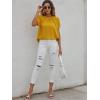 imageMilumia Womens Casual Swiss Dots Chiffon Ruffle Front Short Sleeve Work Office Blouse TopGinger Yellow