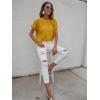 imageMilumia Womens Casual Swiss Dots Chiffon Ruffle Front Short Sleeve Work Office Blouse TopGinger Yellow