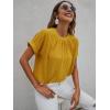 imageMilumia Womens Casual Swiss Dots Chiffon Ruffle Front Short Sleeve Work Office Blouse TopGinger Yellow