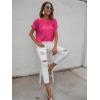 imageMilumia Womens Casual Swiss Dots Chiffon Ruffle Front Short Sleeve Work Office Blouse TopHot Pink