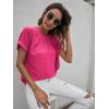 imageMilumia Womens Casual Swiss Dots Chiffon Ruffle Front Short Sleeve Work Office Blouse TopHot Pink