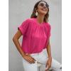imageMilumia Womens Casual Swiss Dots Chiffon Ruffle Front Short Sleeve Work Office Blouse TopHot Pink