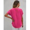 imageMilumia Womens Casual Swiss Dots Chiffon Ruffle Front Short Sleeve Work Office Blouse TopHot Pink