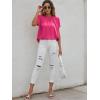 imageMilumia Womens Casual Swiss Dots Chiffon Ruffle Front Short Sleeve Work Office Blouse TopHot Pink