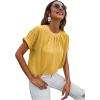 imageMilumia Womens Casual Swiss Dots Chiffon Ruffle Front Short Sleeve Work Office Blouse TopLight Yellow