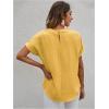imageMilumia Womens Casual Swiss Dots Chiffon Ruffle Front Short Sleeve Work Office Blouse TopLight Yellow