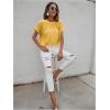 imageMilumia Womens Casual Swiss Dots Chiffon Ruffle Front Short Sleeve Work Office Blouse TopLight Yellow