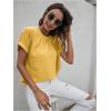 imageMilumia Womens Casual Swiss Dots Chiffon Ruffle Front Short Sleeve Work Office Blouse TopLight Yellow