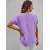 imageMilumia Womens Casual Swiss Dots Chiffon Ruffle Front Short Sleeve Work Office Blouse TopLilac Purple