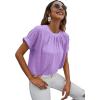 imageMilumia Womens Casual Swiss Dots Chiffon Ruffle Front Short Sleeve Work Office Blouse TopLilac Purple