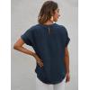 imageMilumia Womens Casual Swiss Dots Chiffon Ruffle Front Short Sleeve Work Office Blouse TopNavy Blue