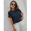 imageMilumia Womens Casual Swiss Dots Chiffon Ruffle Front Short Sleeve Work Office Blouse TopNavy Blue