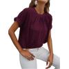 imageMilumia Womens Casual Swiss Dots Chiffon Ruffle Front Short Sleeve Work Office Blouse TopPurple Red