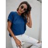 imageMilumia Womens Casual Swiss Dots Chiffon Ruffle Front Short Sleeve Work Office Blouse TopRoyal Blue