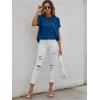 imageMilumia Womens Casual Swiss Dots Chiffon Ruffle Front Short Sleeve Work Office Blouse TopRoyal Blue