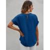 imageMilumia Womens Casual Swiss Dots Chiffon Ruffle Front Short Sleeve Work Office Blouse TopRoyal Blue