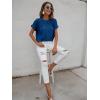 imageMilumia Womens Casual Swiss Dots Chiffon Ruffle Front Short Sleeve Work Office Blouse TopRoyal Blue