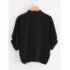 imageMilumia Womens Collar Lantern Short Sleeve Pleated Hem Button Down Work Blouse Shirt TopBlack