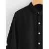 imageMilumia Womens Collar Lantern Short Sleeve Pleated Hem Button Down Work Blouse Shirt TopBlack